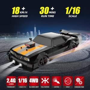 [Today Only Free Shipping]RC Drift Car 2.4GHz 1:16 Scale 4WD High Speed Remote Control Cars Vehicle with LED Lights Two Batteries and Drifting Tires Racing Sport Toy Cars for Adults Boys Girls Kids